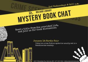 Mystery Book Chat @ Bolivar Library Meeting Room