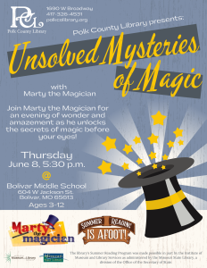 Unsolved Mysteries of Magic with Marty the Magician @ Bolivar Middle School